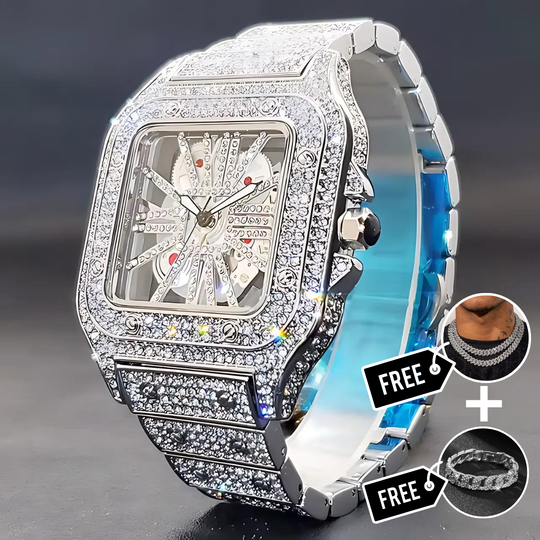 SKELETON ICED OUT WATCH